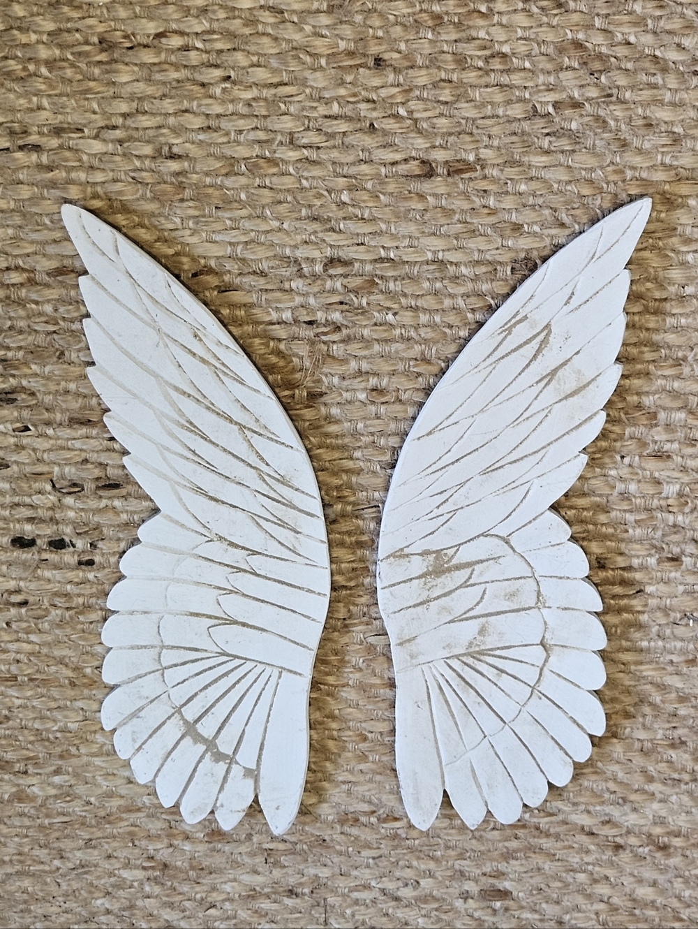 Pair Of White Distressed Decorative Wood Angel Wings Wall Décor